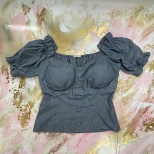 NWT Duplo Sentido chambray buttoned corset top blouse M